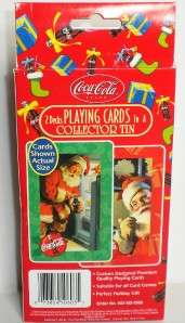 CC051 COCA COLA 2 DECKS BICYCLE PLAYING CARDS IN SANTA COLLECTOR TIN 