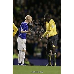 Everton v Arsenal Carling Cup Fourth Round Andy Johnson clashes with 