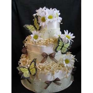   Butterfly Garden 3 Tier Baby Shower Diaper Cake Gift/Centerpiece Baby
