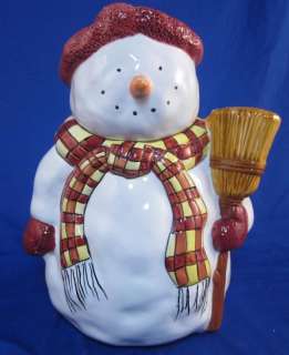 Debbie Mumm Snowman Sakura Cookie Jar Darling Broom  