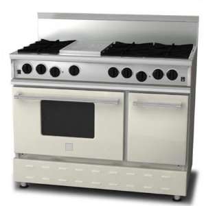   48 Inch Natural Gas Range With 12 Inch Charbroiler   Cream Appliances