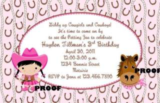 Cowgirl Western Birthday Pony Horse invitation  