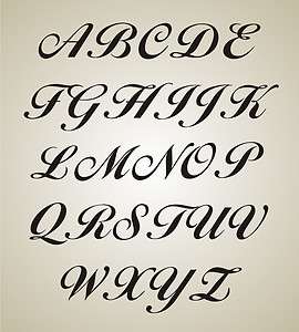  STENCIL Fancy Script 4 Capital Letters Shabby French Decor Craft