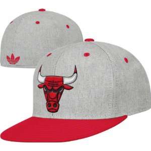 com Chicago Bulls Grey adidas Originals Basic Logo Flat Brim Flex Hat 