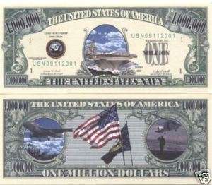 Million Dollar Bill US Navy Money Naval Fleet NEW  