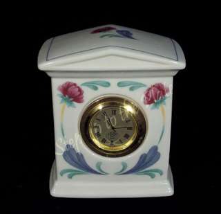 Lenox China Poppies on Blue Desk Clock Made in the USA  