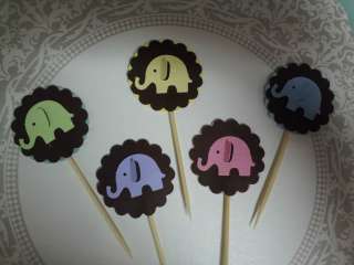12 Handmade ELEPHANT cupcake picks   toppers 1.5  