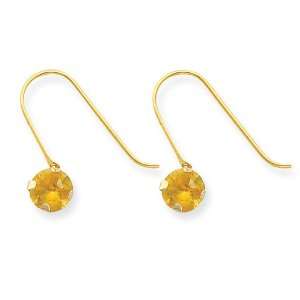  14k Gold Synthetic Citrine (Nov) Dangle Earrings Jewelry