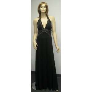   Beaded Evening Cocktail Dress Gown Long Halter Size 8 