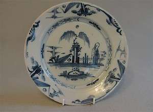 Delft Plate Chinese figure, florals, house 2  