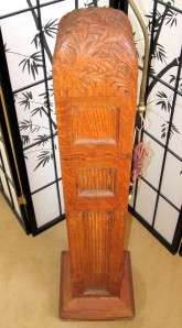   Carved Oak Wood Column Converted to Floor Lamp Stairs Ornate  