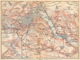 Germany 1910 STUTTGART and Environs. Old Vintage Map Plan.  