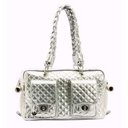 Kwigy bo Alex Luxe Silver Chain Purse Dog Pet Carrier S 15 x5x8 T 