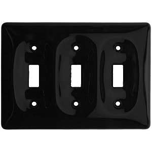   Electrical Covers. Black Porcelain Triple Toggle Switch Plate Home