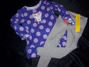 NWT Carter purple grey flannel pajamas dog 2T 3T 4T  