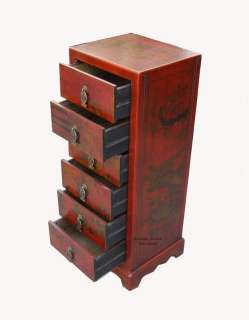 Chinese Red Leather Six Drawers Storage Cabinet WK946s  