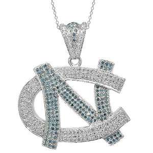 14K White Gold Mens Custom Diamond Initial Pendant with Blue Diamonds 