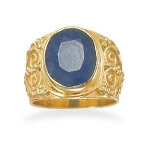  14 Karat Gold Plated Rough Cut Sapphire Ring Jewelry
