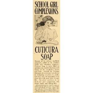  1911 Ad School Girl Complexion Cuticura Soap Hands Hair 