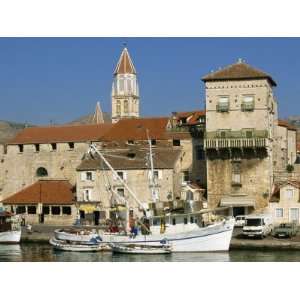 Fishing Boats in Harbour, with Houses and Tower Beyond in the Town of 