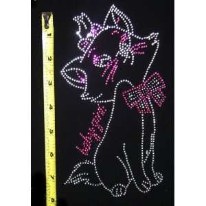  Rhinestone Iron On Transfer Cat Design 