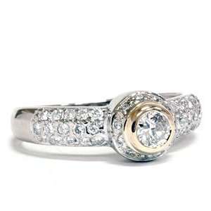   Bezel Diamond Engagement Anniversary 14K White Gold Ring   6 Jewelry