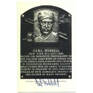 Carl Hubbell Signed Vintage Artvue Hof Postcard Jsa Coa   MLB Cut 