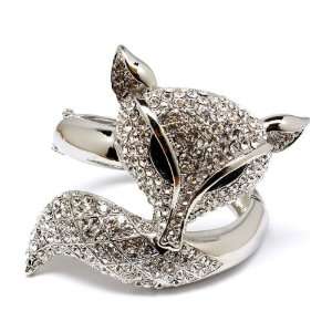    ANIMAL JEWELRY   Clear Crystal Fox Bangle Bracelet Jewelry