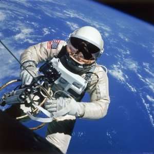 Astronaut Ed White Making First American Space Walk, 120 Miles Above 