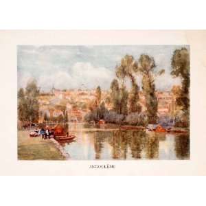  1907 Color Print Angouleme Charente River Herbert Marshall 
