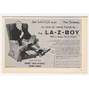  1970 Jim Backus La Z Boy Reclina Rocker Chair Print Ad 