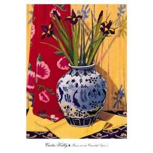  Irises in an Oriental Vase I by Curtis Kelly. Size 20.00 X 