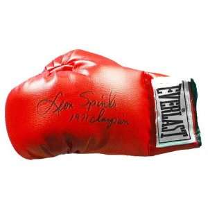 Leon Spinks Autographed Boxing Glove with 1978 Champion 