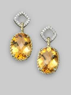 David Yurman   Citrine, Diamond & 18K Yellow Gold Earrings    