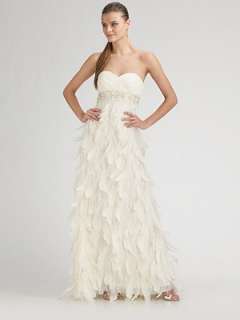 Sue Wong   Strapless Feather Gown    