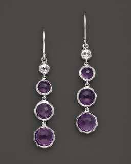  Sterling Silver Earring in Dark Amethyst and Rose Cut Diamonds 