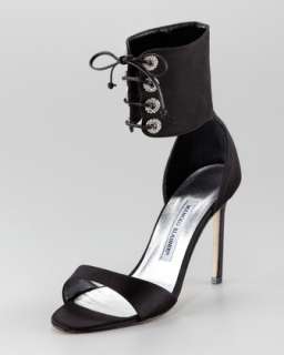 Black Satin Sandal  