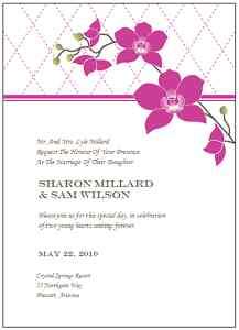 TROPICAL ORCHID WEDDING INVITATIONS & RSVPS W/ENVELOPES  