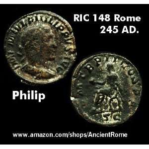  245 AD. ROME MINT. PHILIP The Arab. Seated on Curile Chair 