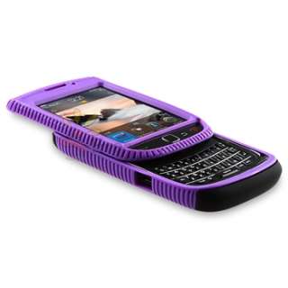 3pc Purple Black Blue TPU Hard Case+Privacy Film For BlackBerry Torch 