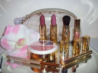 Estee Lauder Makeup Gift Set Coach Cosmetic Bag GOLD  