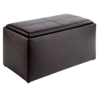 NEW Brown Coffee Table Storage Faux Leather Ottoman 3pc  