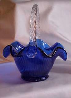 Fenton Art Glass New 09 Cobalt Blue 6pt Lily Basket  