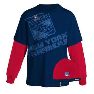 Reebok New York Rangers Mock Layer Tee and Knit Cap Set