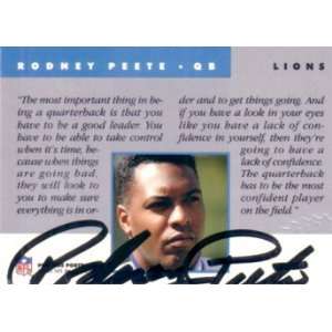 Rodney Peete certified autograph Detroit Lions 1991 Pro Line card