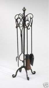 Scroll Fireplace Stand with Tools 4pc set Retail $152  