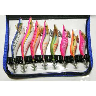 Lot 8 Squid jig lure Eging fishing bait with Pouch / Various Weight 