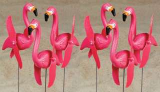 Spinning Flamingo Yard Ornament Twirling Luau Stakes  