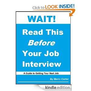   This Before Your Job Interview Mario Carter  Kindle Store