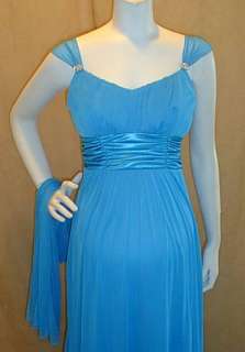 New Long Aqua Maternity Dress Satin Weddings XL Formal  